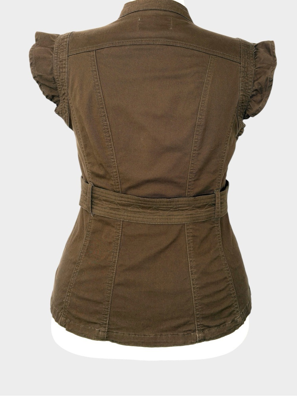 AMI Cyber Y2K Utility Vest Military Studded Techwear Ruffle Sleeve M - Picture 10 of 13